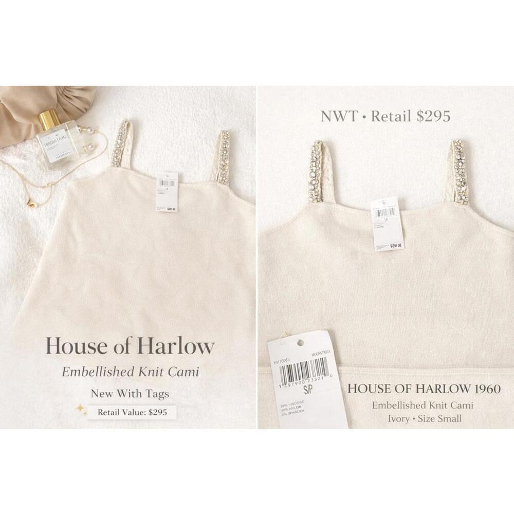 House of Harlow 1960 Beige Knit Tank Top with Embellished Straps Size S